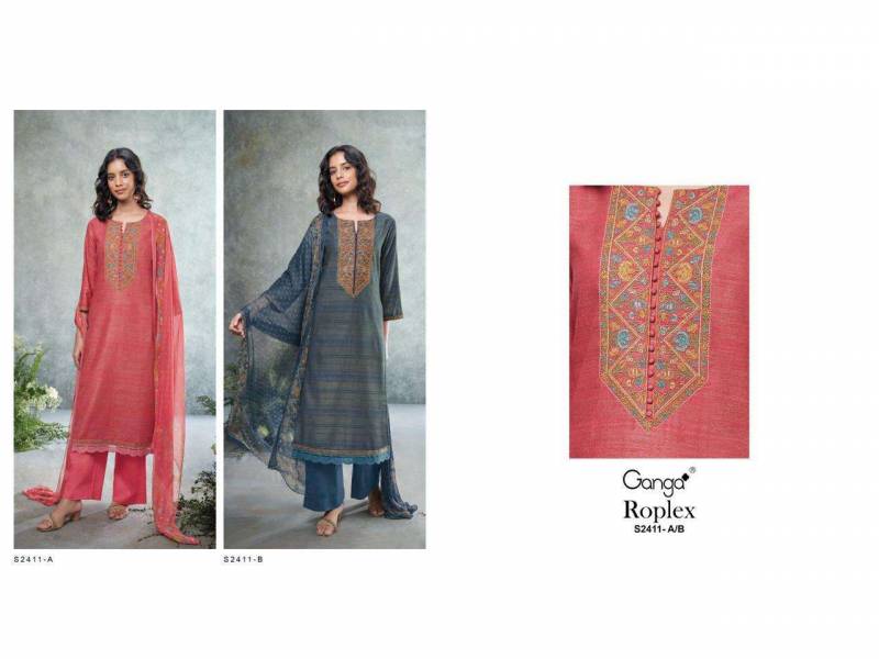 Ganga Roplex Woven Solid Embroidered Salwar Kameez
