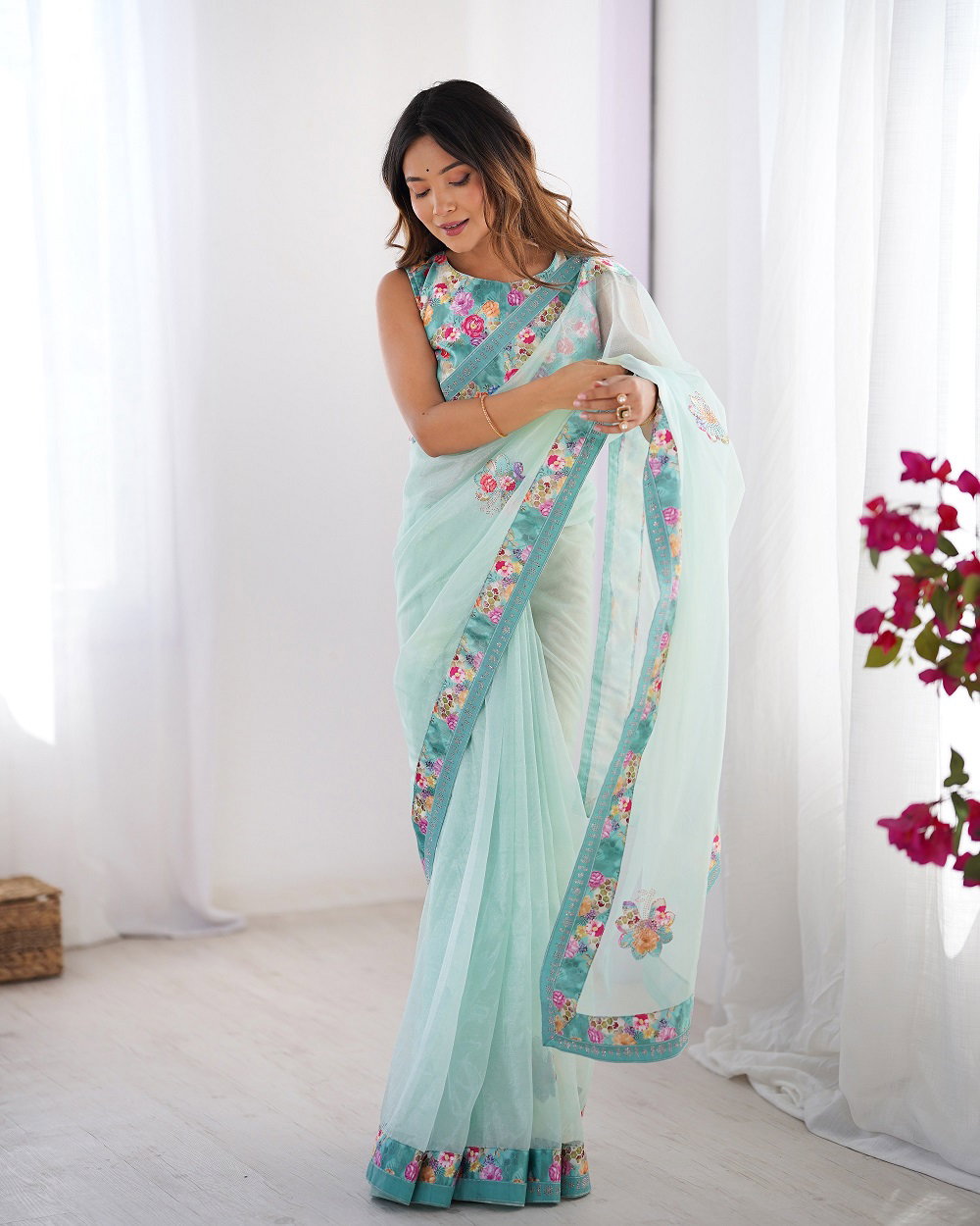 Ziva 44 Party Wear Designer Twin Net saree with Heavy Lace Border 