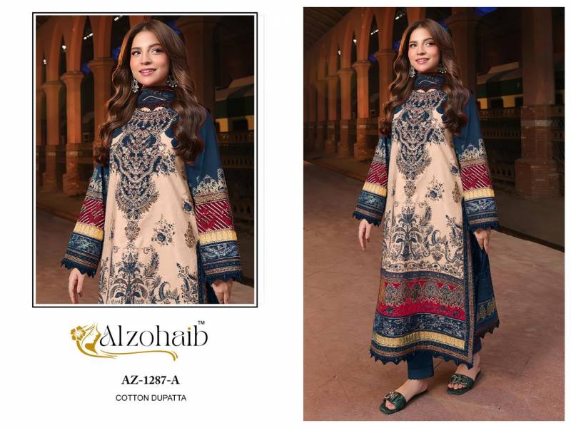 Alzohaib Az 1287 A To C Cotton Dupatta Pakistani Suits Collection