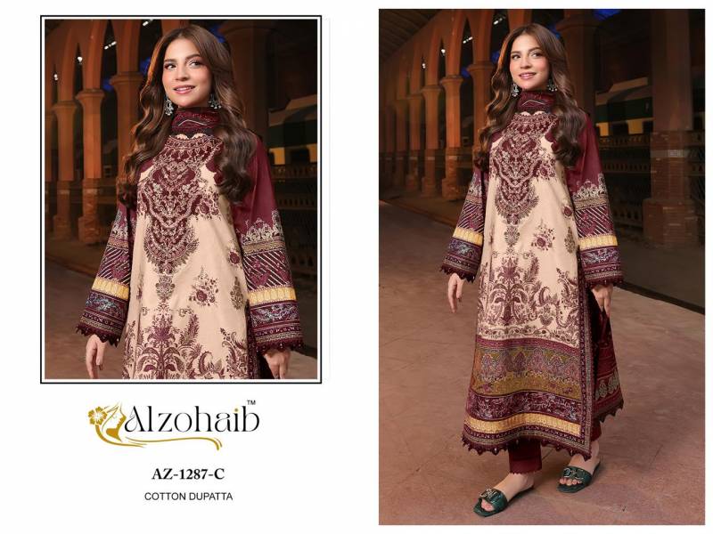 Alzohaib Az 1287 A To C Cotton Dupatta Pakistani Suits Collection