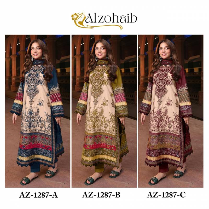 Alzohaib Az 1287 A To C Cotton Dupatta Pakistani Suits Collection
