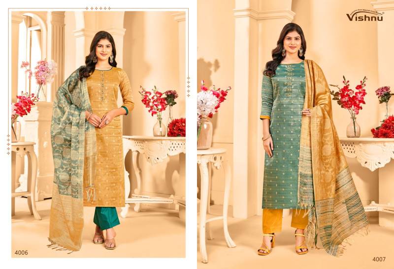 Vishnu Khanak Banarasi Tusser Butti Dress Material Collection