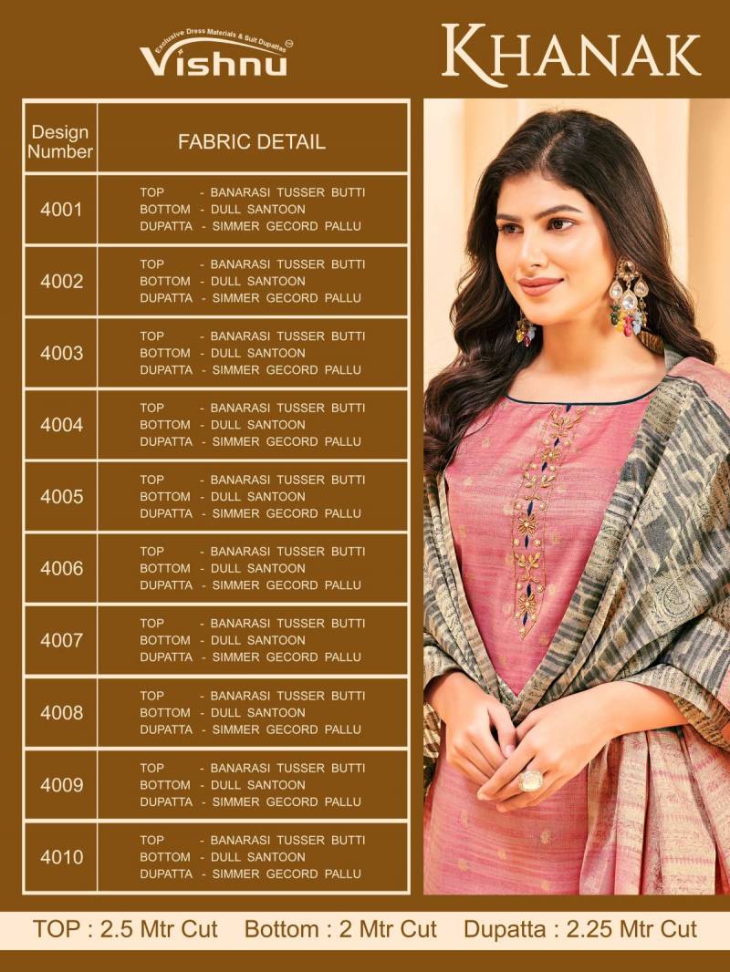 Vishnu Khanak Banarasi Tusser Butti Dress Material Collection