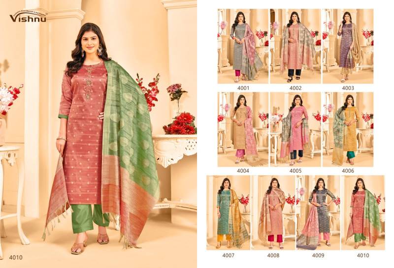 Vishnu Khanak Banarasi Tusser Butti Dress Material Collection