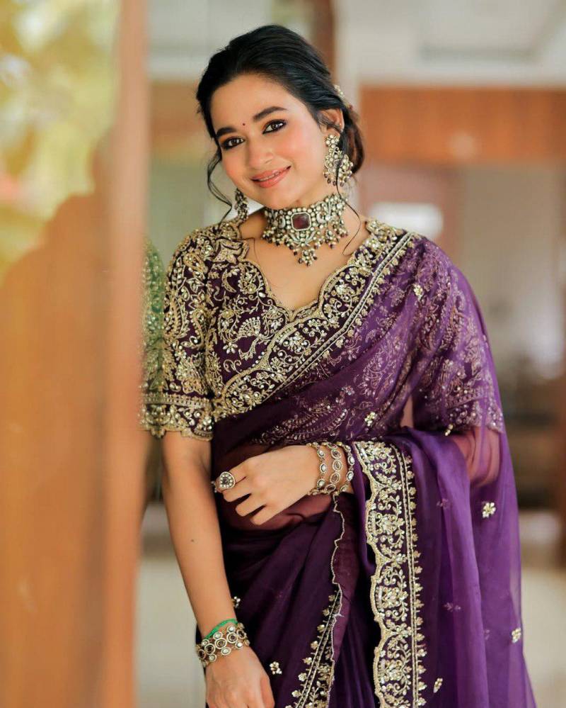 Vt 3037 T Organza Silk Thread With Sequnce Work Saree