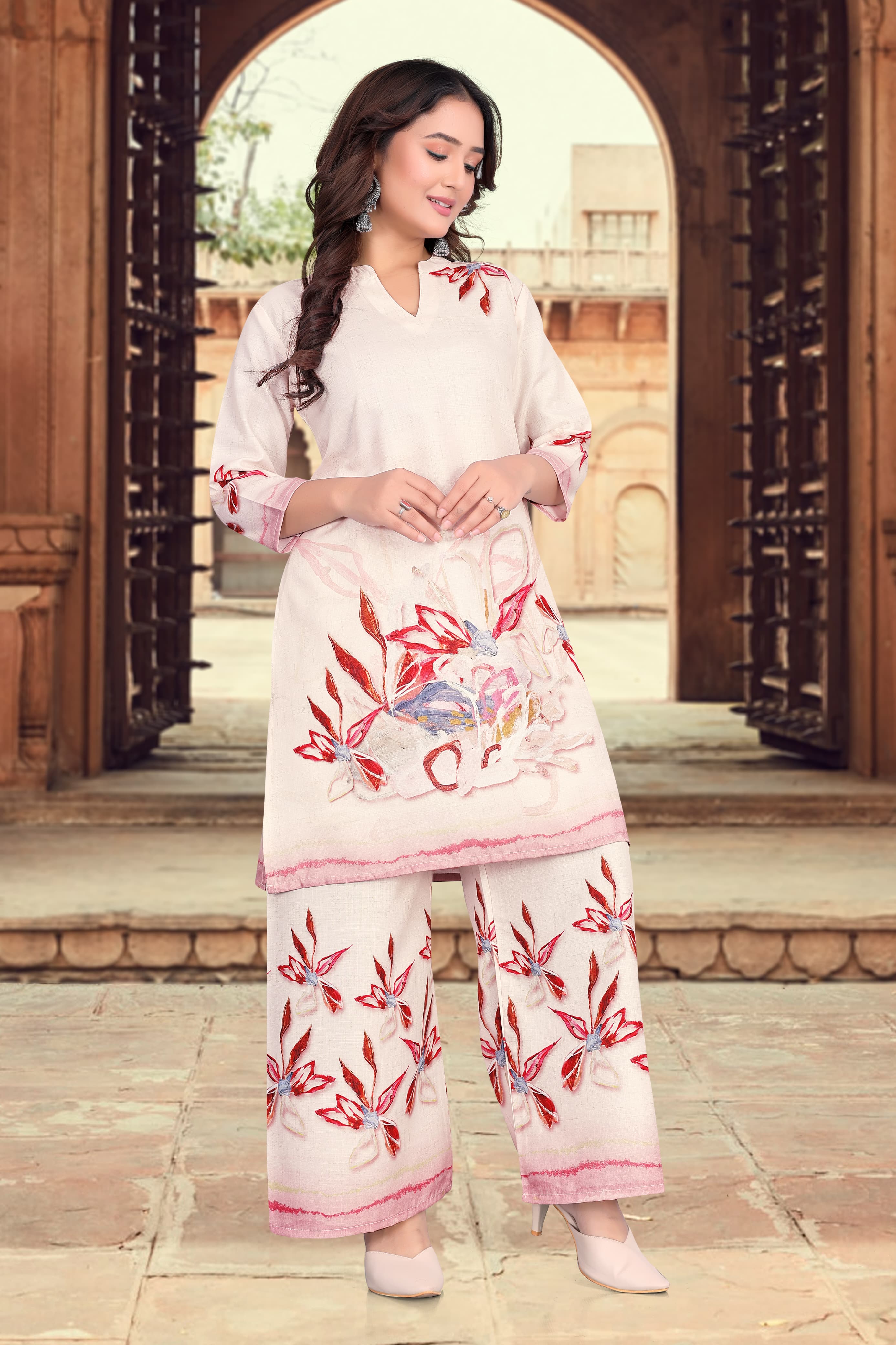Lekha PS 01 Poly Linen Flower Printed Wester Co ord Set