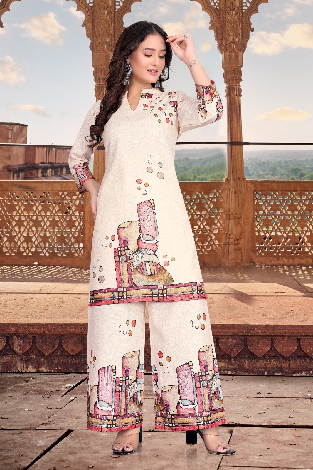 Lekha PS 02 Poly Linen Flower Printed Weatern Co ord Set