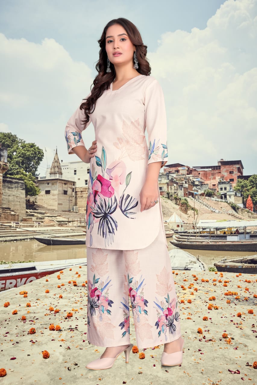 Lekha PS 03 Poly Linen Flower Printed Western Co ord Set