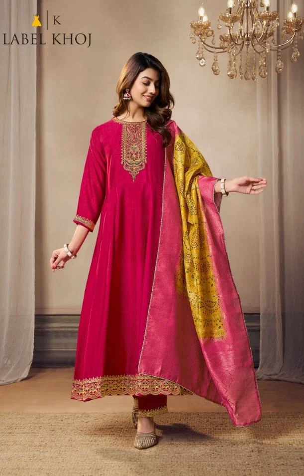 Lable Khoj 9797 Silk Full Flair Anarkali Readymade Collection