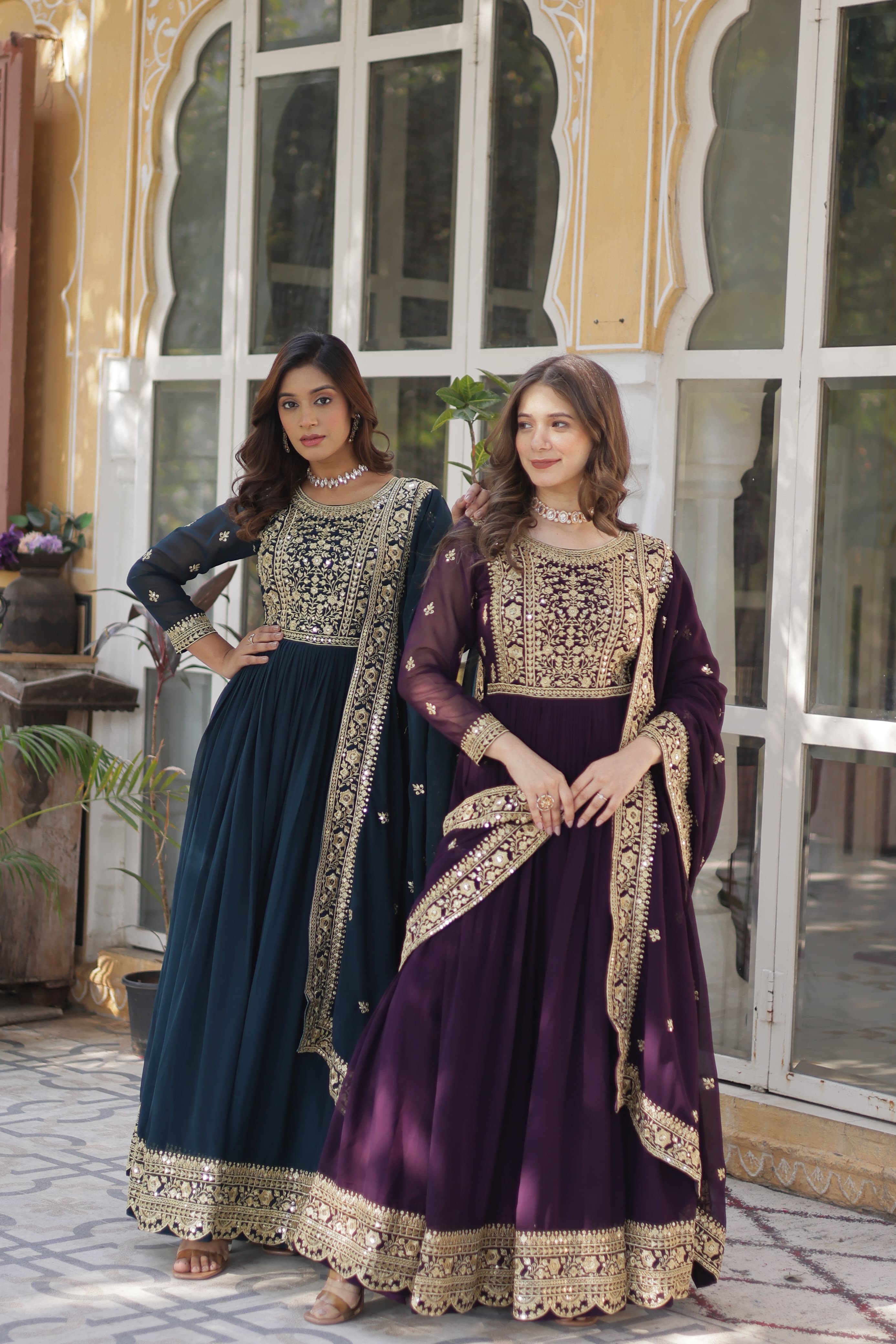 Lekha KA 1153 Faux Blooming Embroidery Zari Sequins Gown Collection