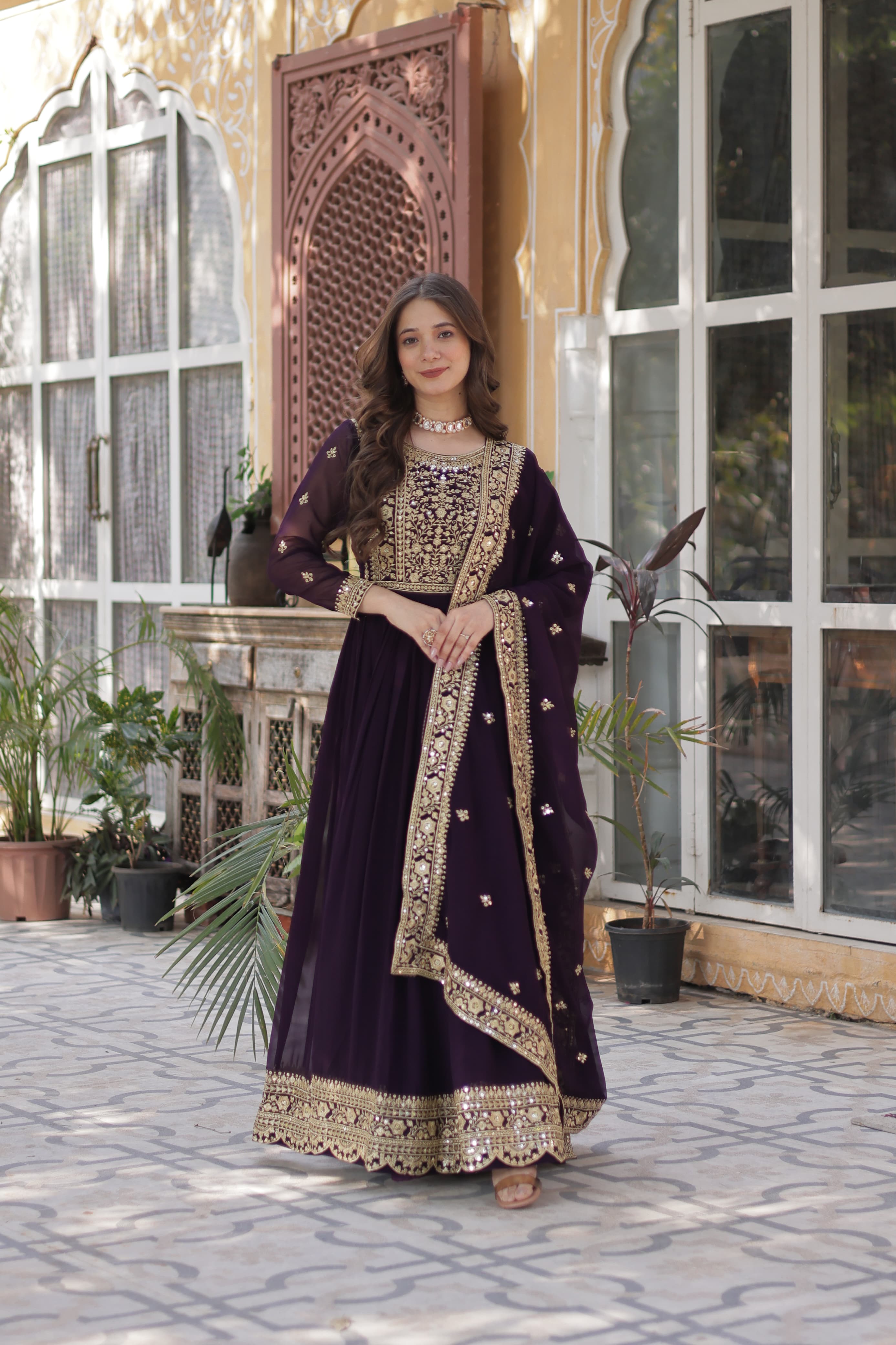 Lekha KA 1153 Faux Blooming Embroidery Zari Sequins Gown Collection