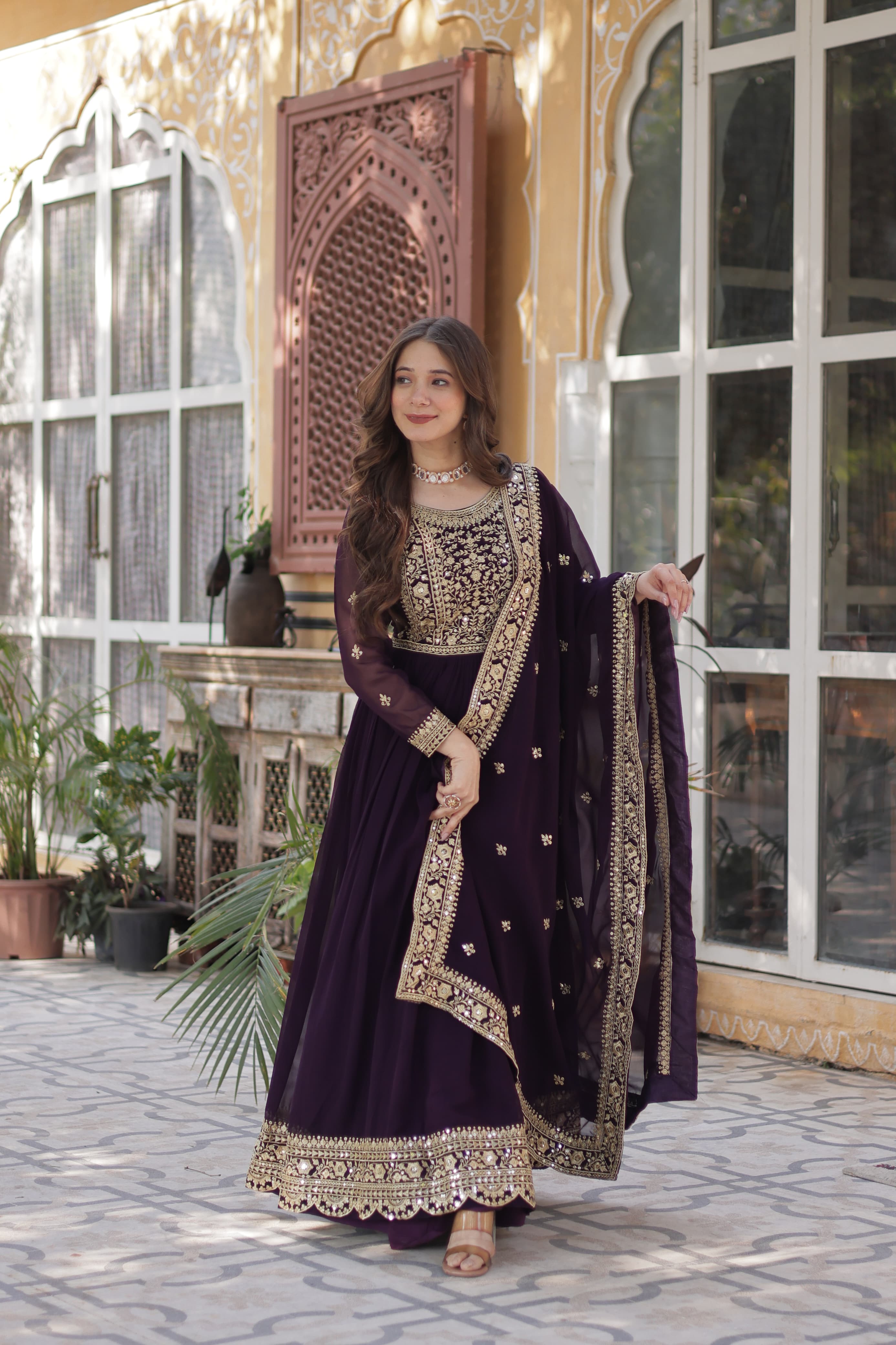Lekha KA 1153 Faux Blooming Embroidery Zari Sequins Gown Collection
