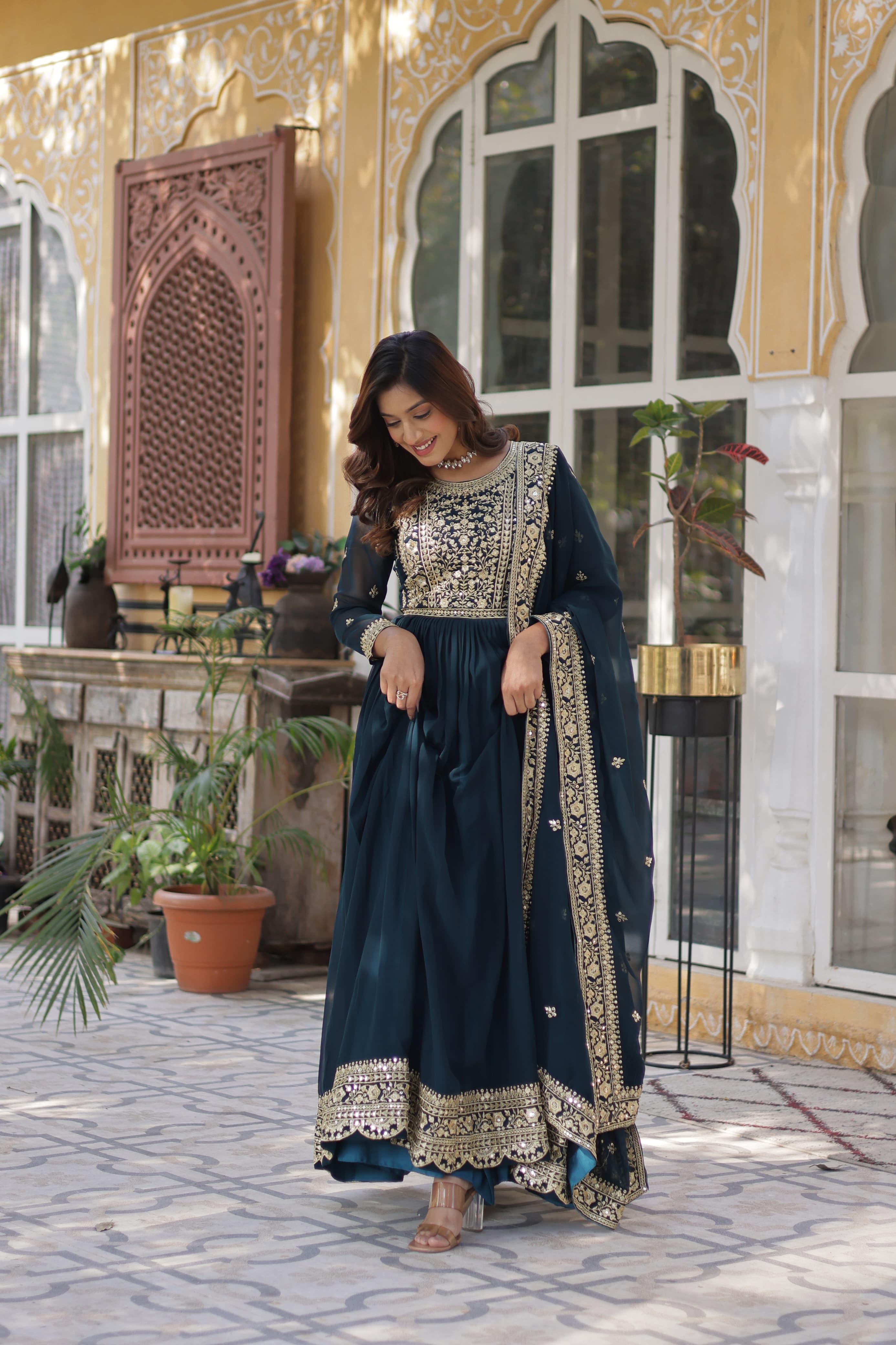 Lekha KA 1153 Faux Blooming Embroidery Zari Sequins Gown Collection