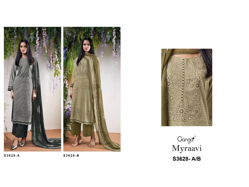Ganga Myraavi Cotton Printed Embroidered Salwar Kameez