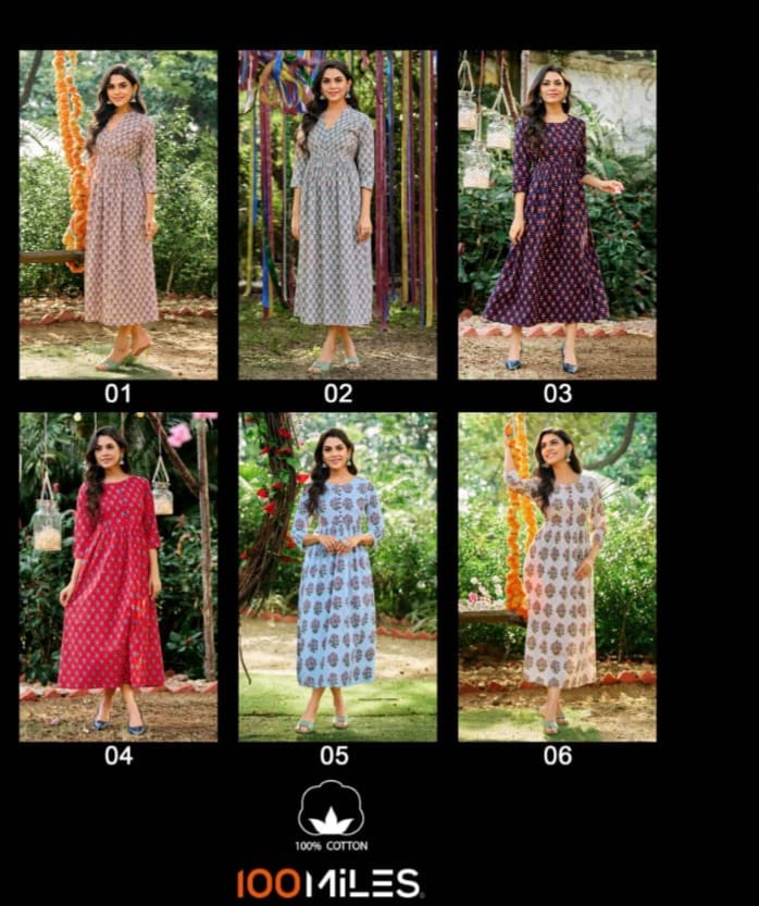 100 Miles Damini Cotton Printed Fancy Kurti Collection