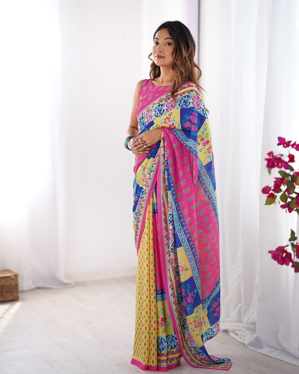 Ziva 46 Party Wear Printed Organza saree with Heavy Un Stitched Blouse