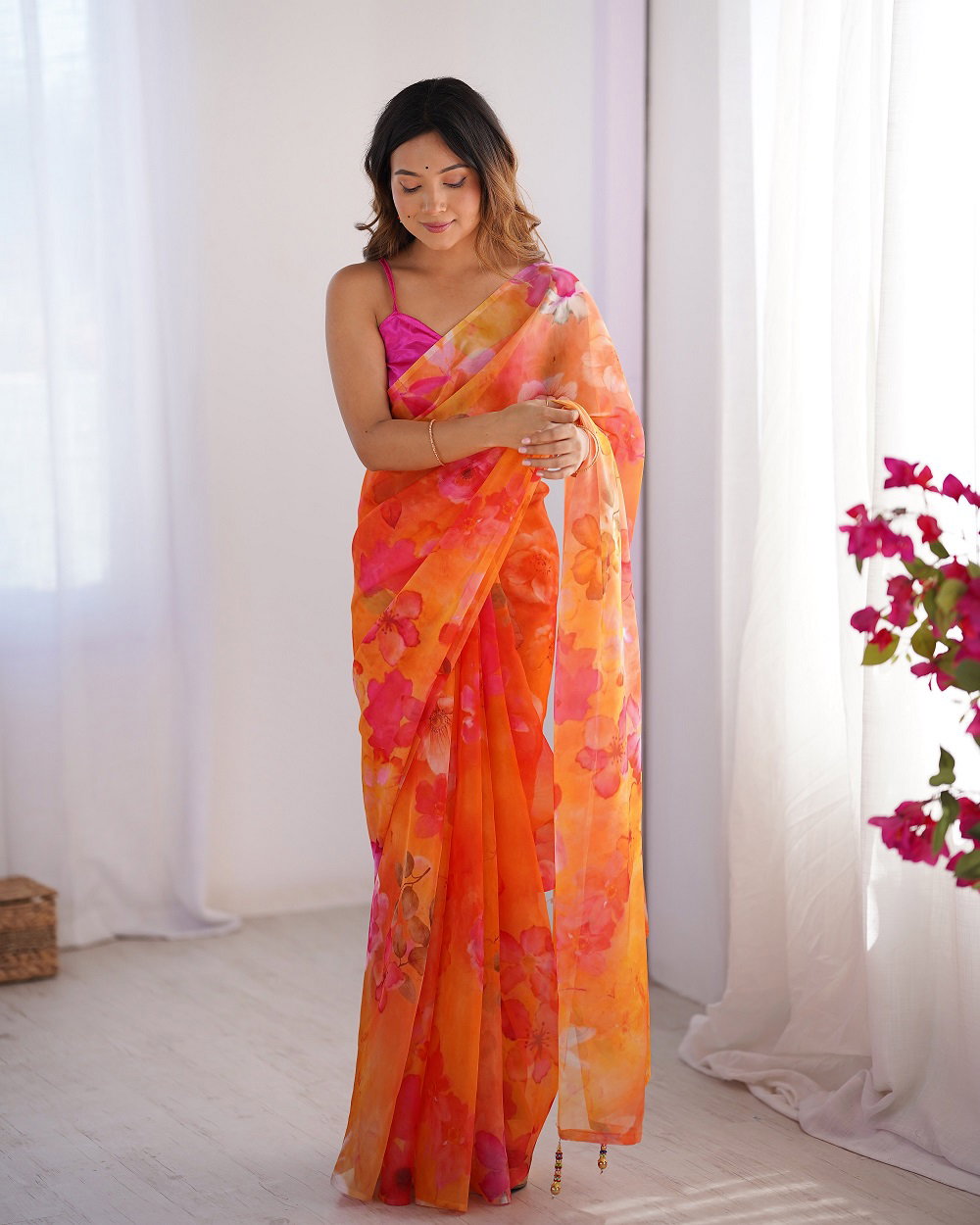 Ziva 46 Party Wear Printed Organza saree with Heavy Un Stitched Blouse
