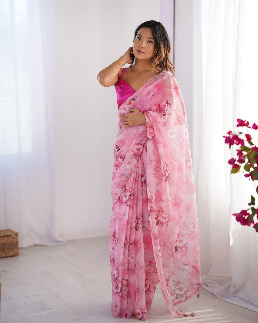 Ziva 46 Party Wear Printed Organza saree with Heavy Un Stitched Blouse
