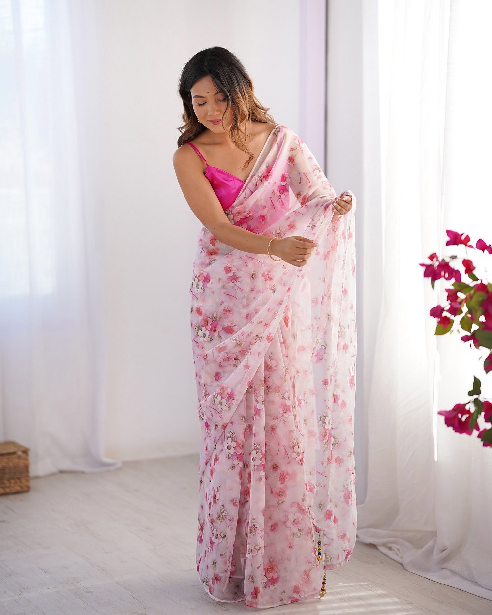 Ziva 46 Party Wear Printed Organza saree with Heavy Un Stitched Blouse