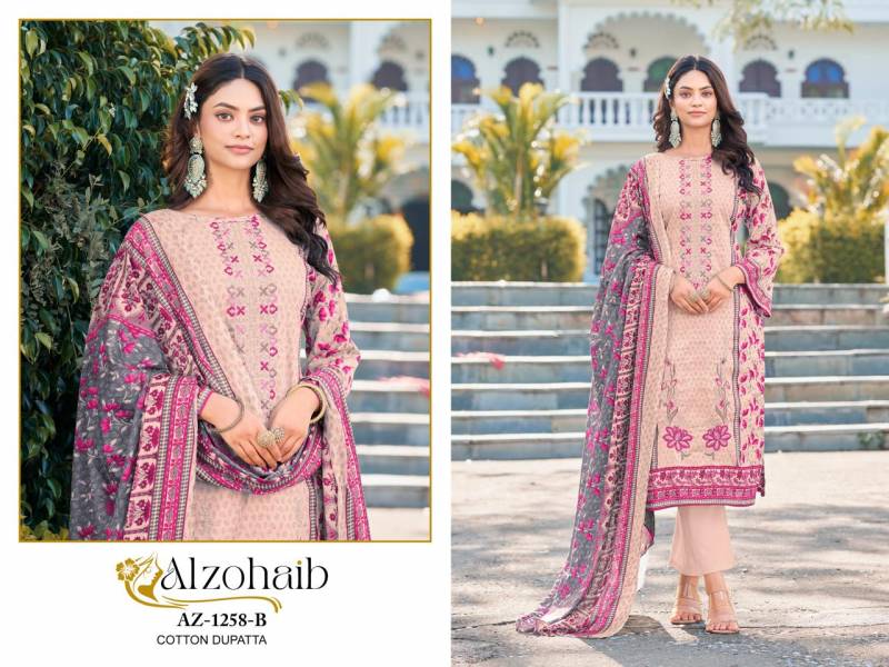 Alzohaib Az 1258 A To 1260 Chiffon Dupatta Pakistani Suits Collection