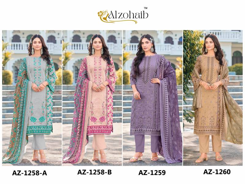 Alzohaib Az 1258 A To 1260 Chiffon Dupatta Pakistani Suits Collection