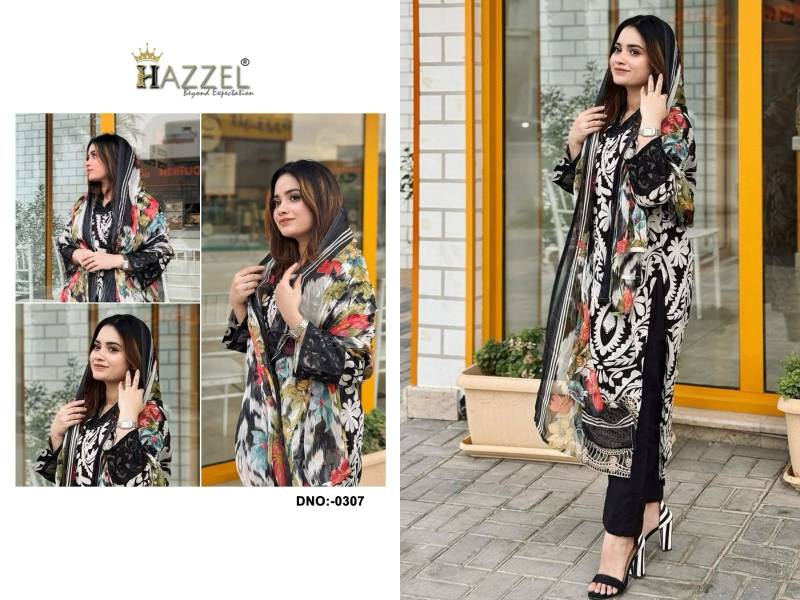 Hazzel 0307 Cotton Dupatta Embroidered Pakistani Salwar Kameez