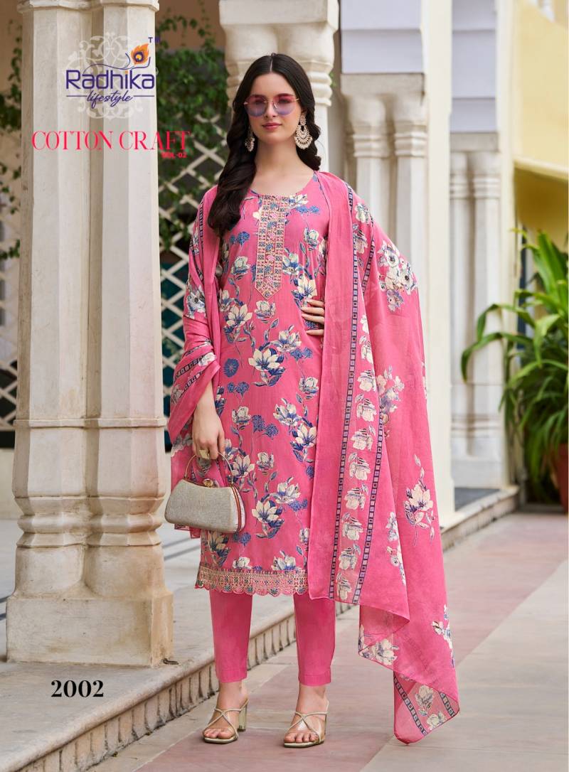 Radhika Cotton Craft Vol 2 Cotton Foil Printed Kurti Pant With Dupatta