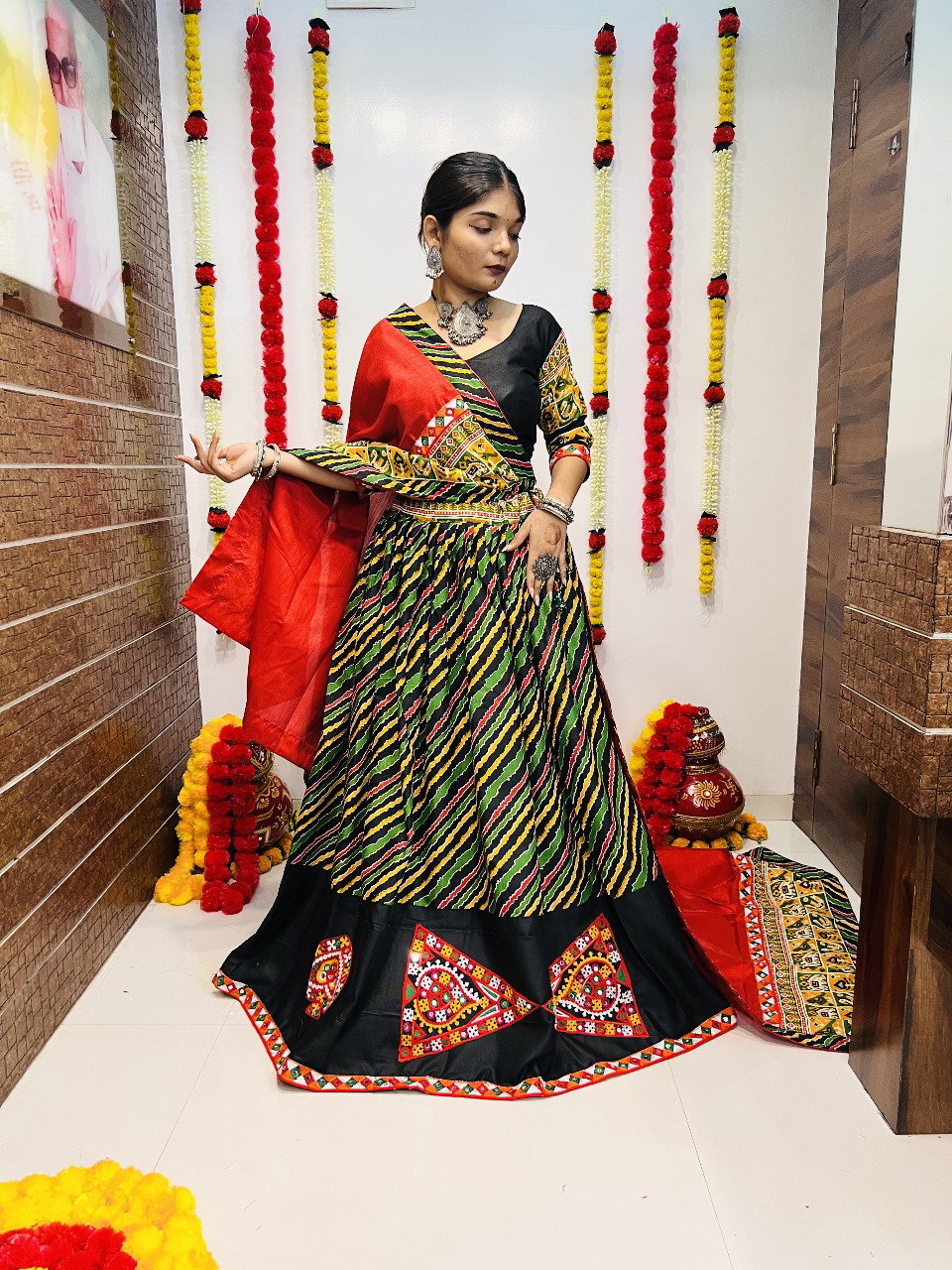 Aawiya Rajwadi Vol 7 D no. 7045 Pure Cotton Silk Printed Traditional Look Lehenga Choli
