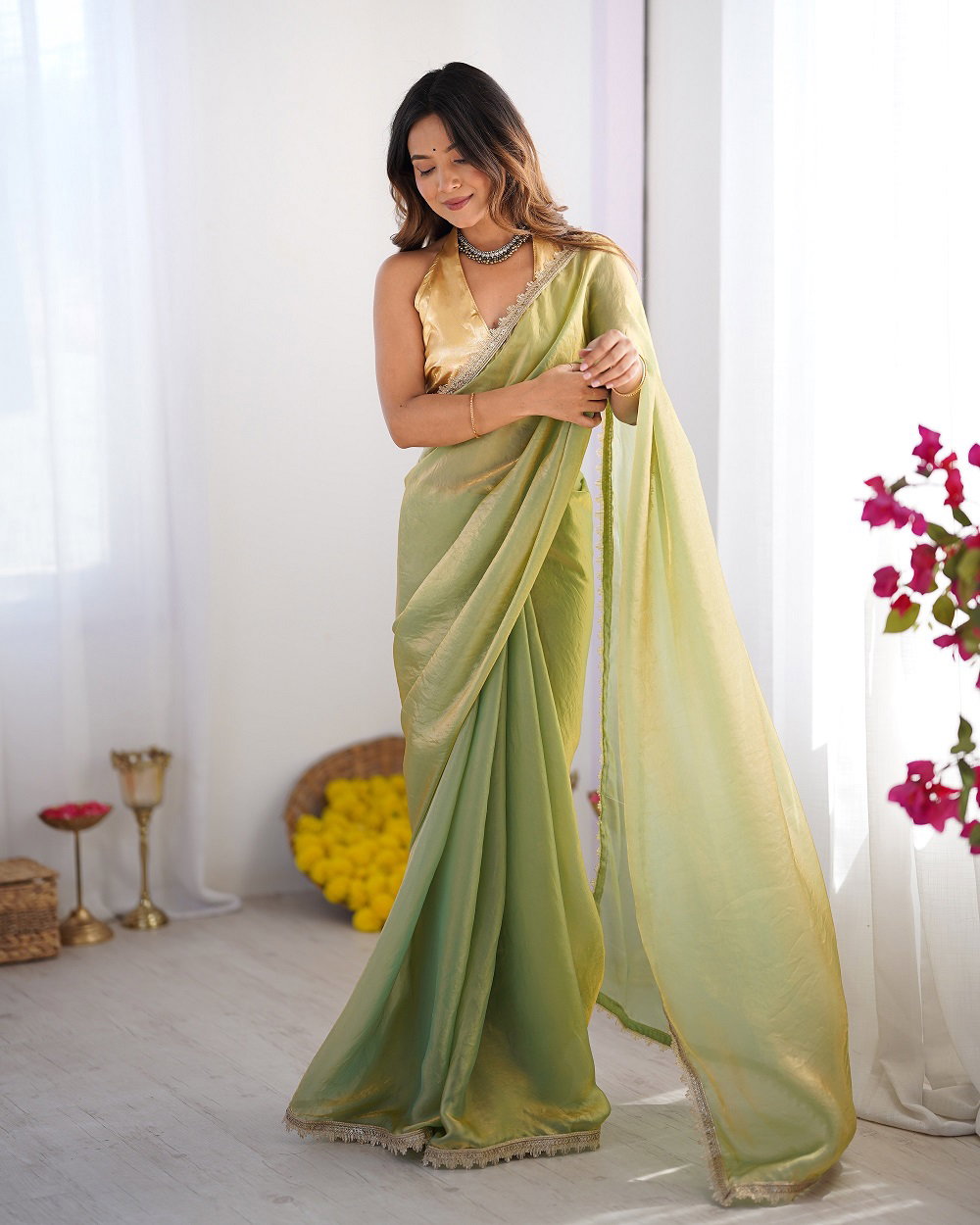 Ziva 47 Party Wear Designer Organza Saree with Un Stitched Blouse