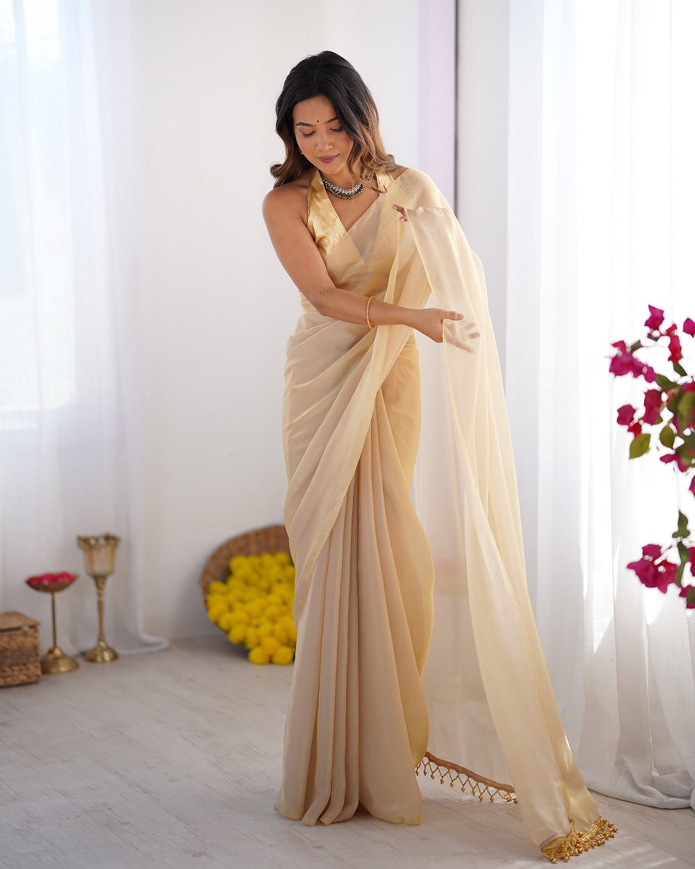 Ziva 47 Party Wear Designer Organza Saree with Un Stitched Blouse