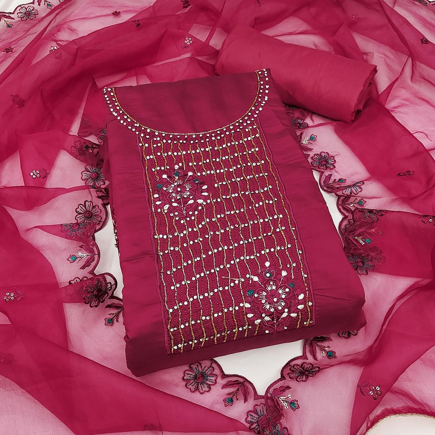 Kriti 11462 Party Wear Semi Stitched Embroidery Worked Roman Silk top with Bottom and Dupatta Suit