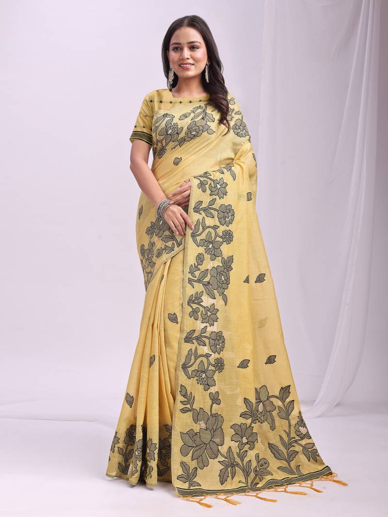 Ast Kashira Traditional Wear Stylish Linen Cotton Saree Collection