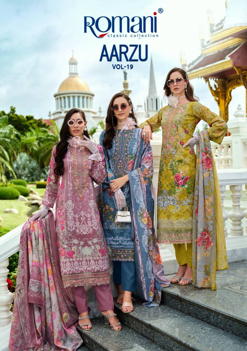 Romani Aarzu Vol 19 Soft Cotton Digital Printed Dress Material