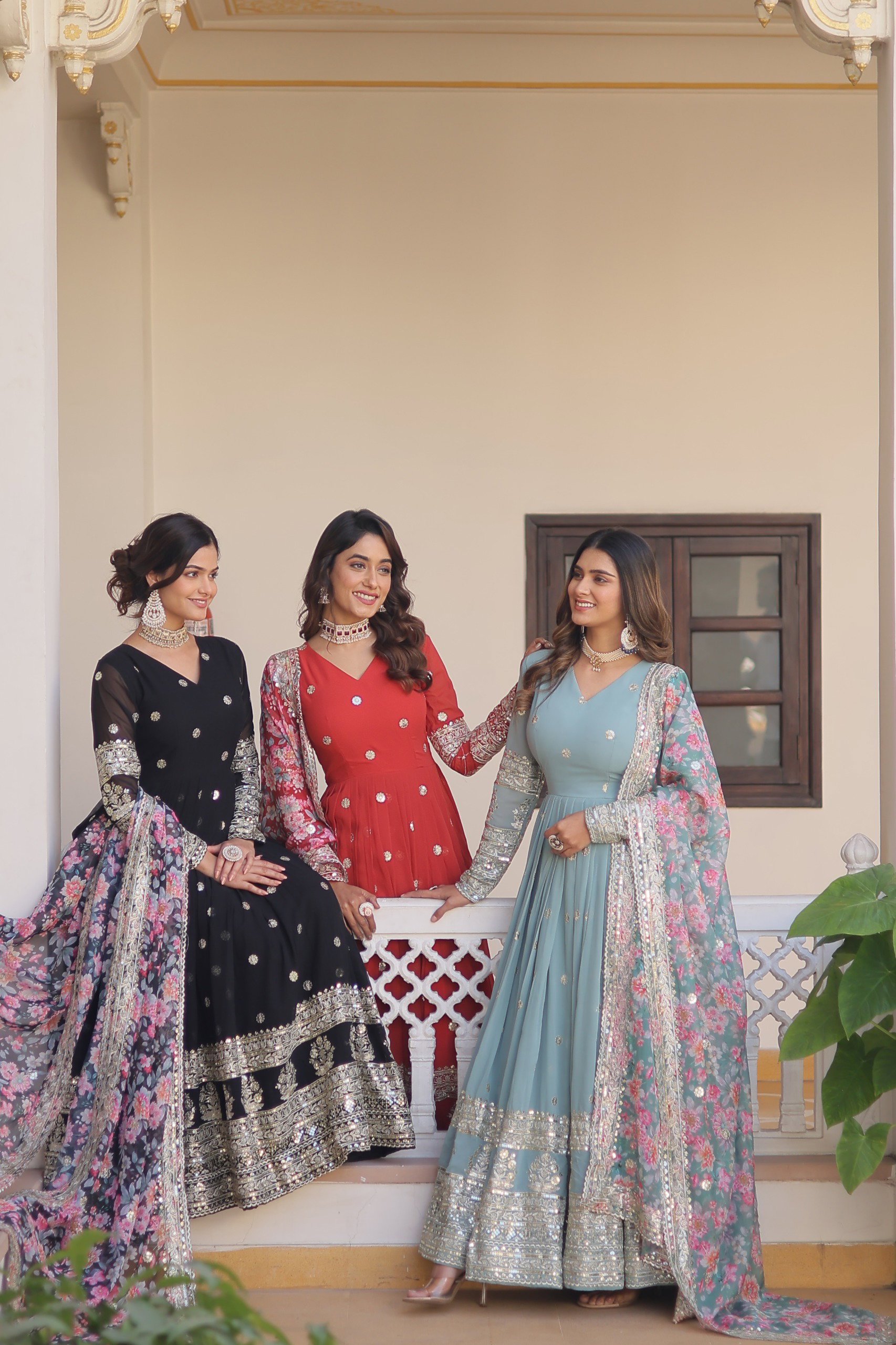 Lekha KA 1078 Faux Georgette Embroidery Zari Sequins Gown Collection