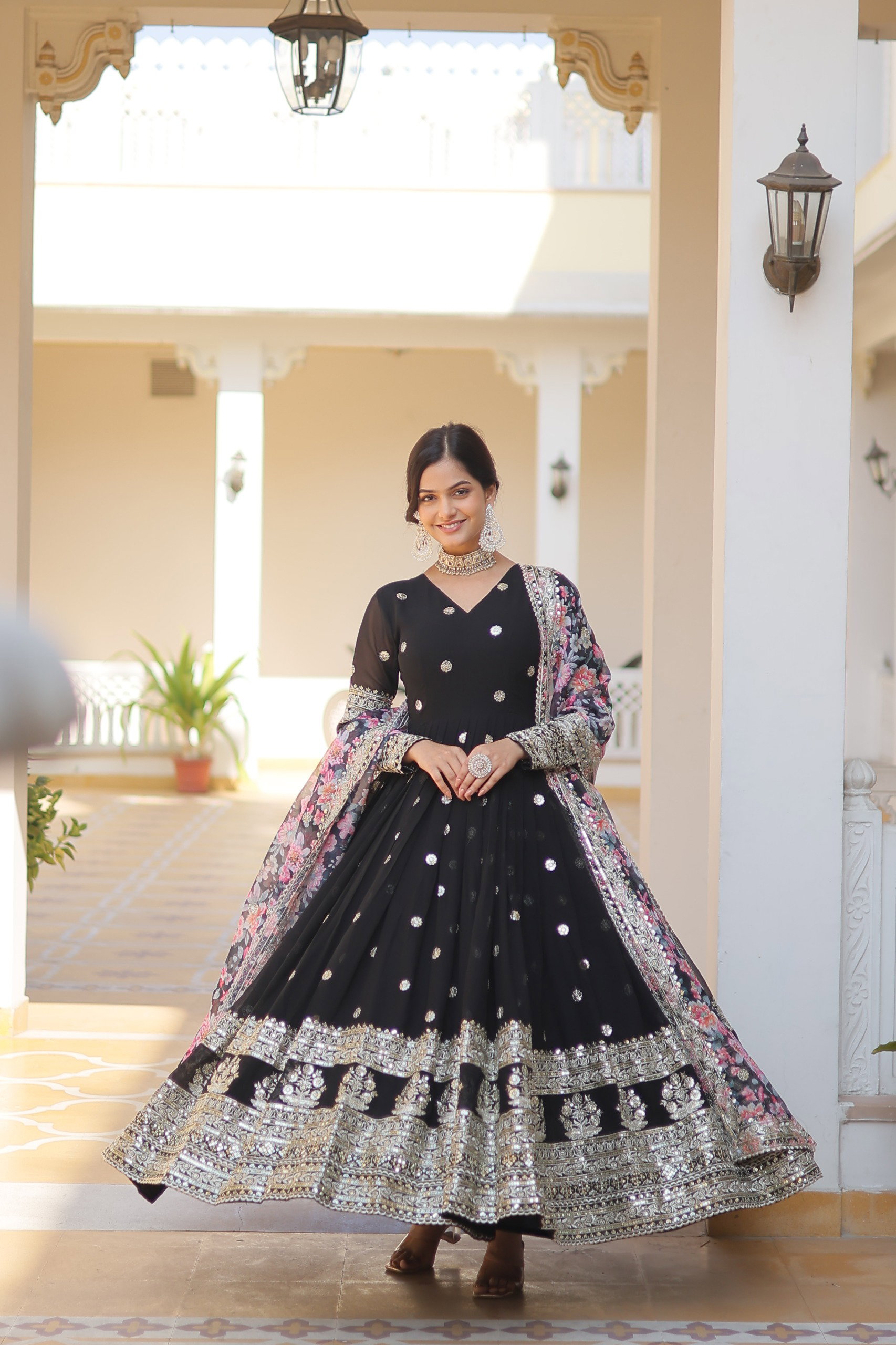 Lekha KA 1078 Faux Georgette Embroidery Zari Sequins Gown Collection