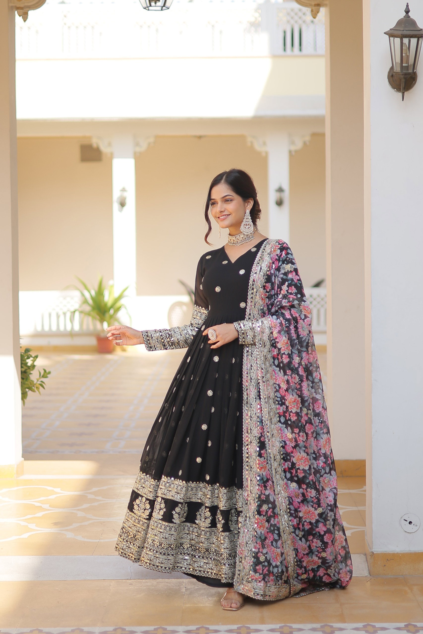 Lekha KA 1078 Faux Georgette Embroidery Zari Sequins Gown Collection
