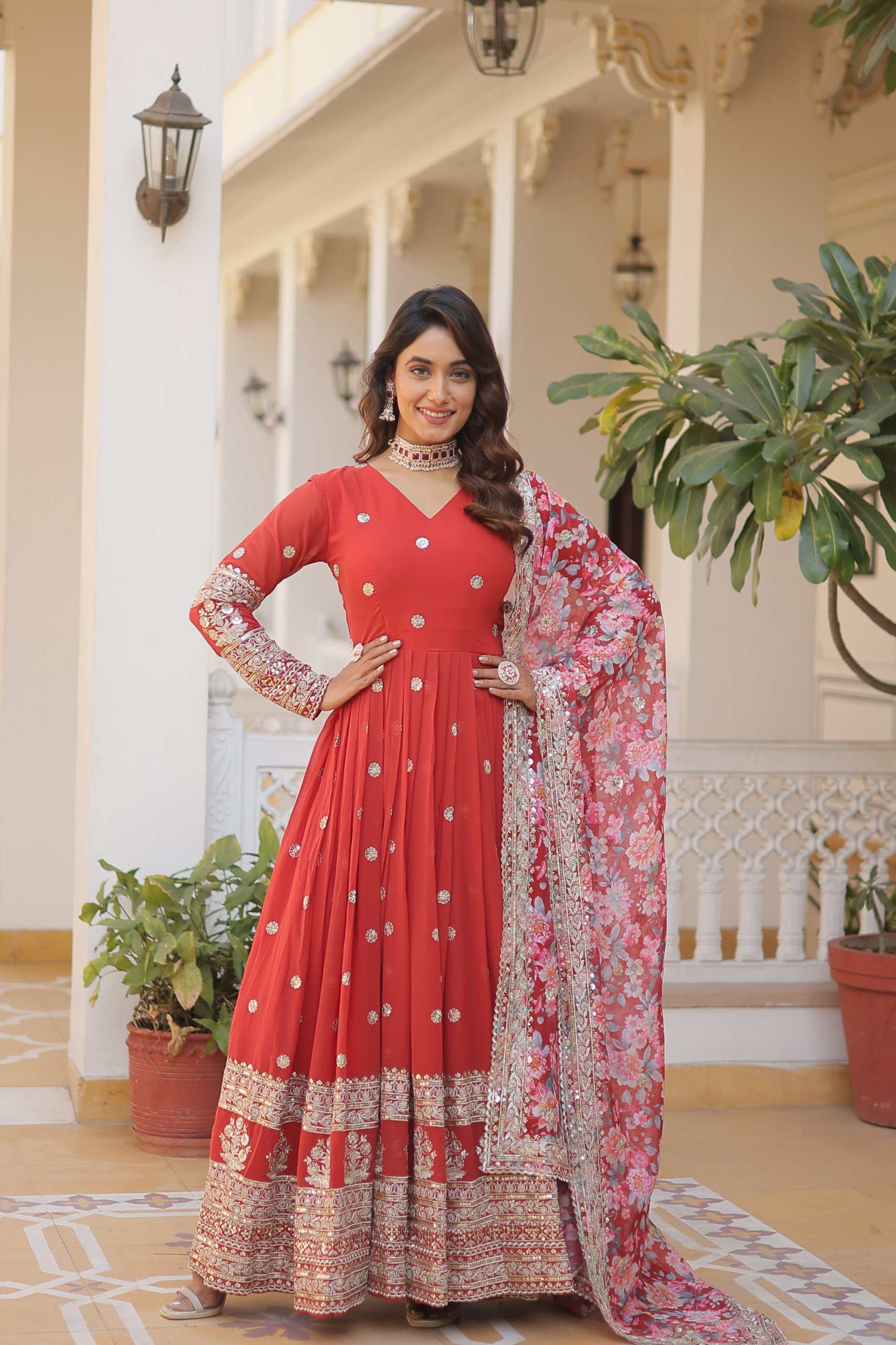 Lekha KA 1078 Faux Georgette Embroidery Zari Sequins Gown Collection