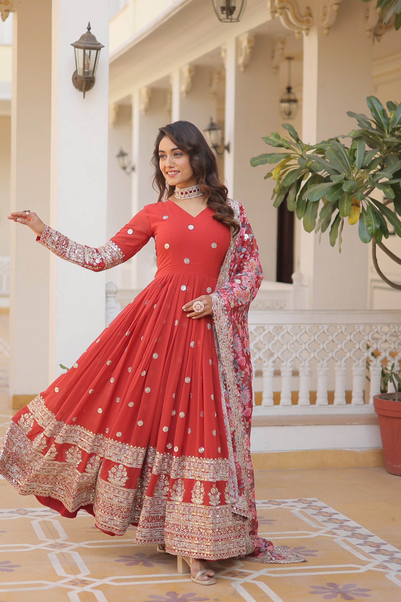 Lekha KA 1078 Faux Georgette Embroidery Zari Sequins Gown Collection