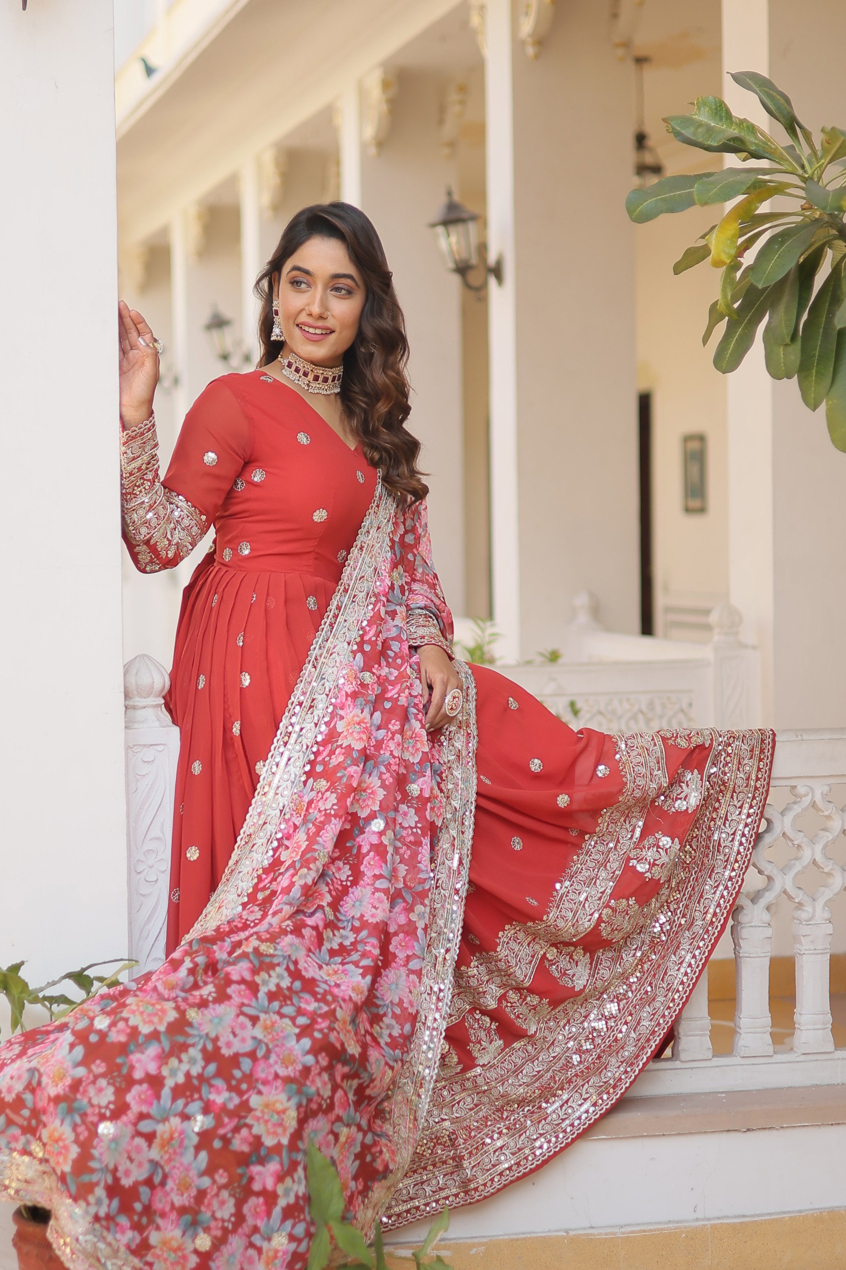 Lekha KA 1078 Faux Georgette Embroidery Zari Sequins Gown Collection