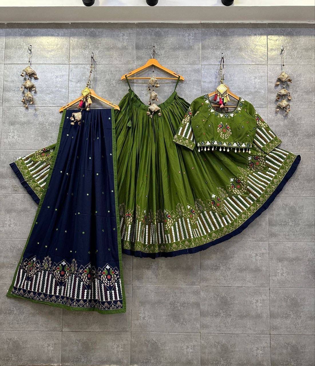 Scmd Double Mor Pure Flex Cotton Gamthi Work Lehenga Choli
