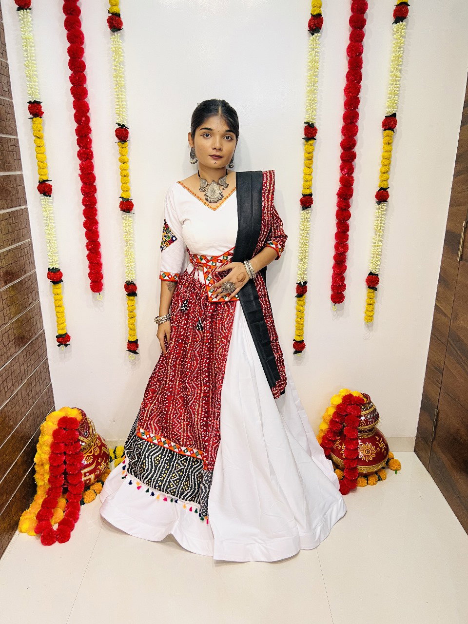 Aawiya Rajwadi Vol 7 D no. 7046 Pure Cotton Silk Printed Gamthi Work Traditional Looks Lehenga Choli