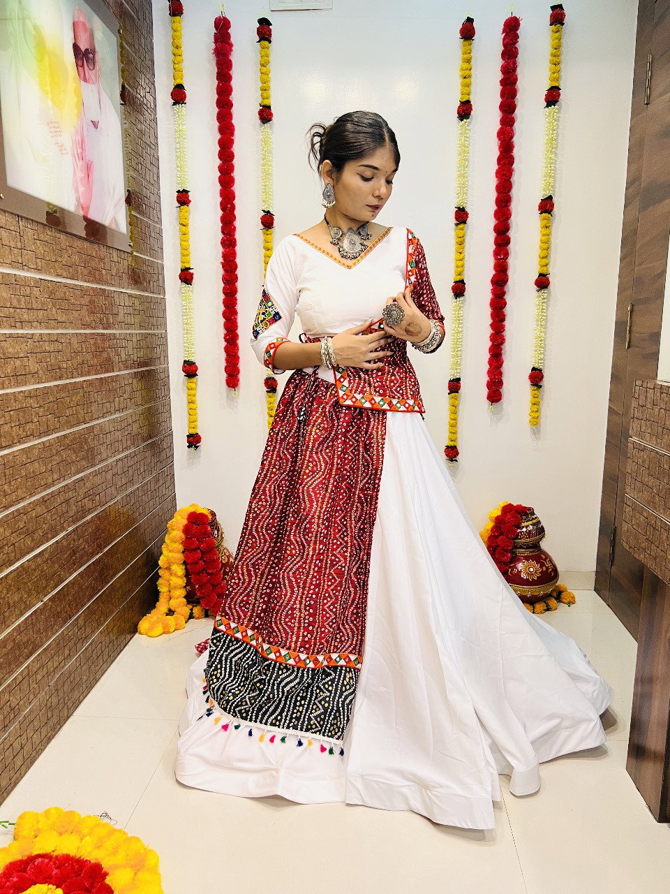 Aawiya Rajwadi Vol 7 D no. 7046 Pure Cotton Silk Printed Gamthi Work Traditional Looks Lehenga Choli