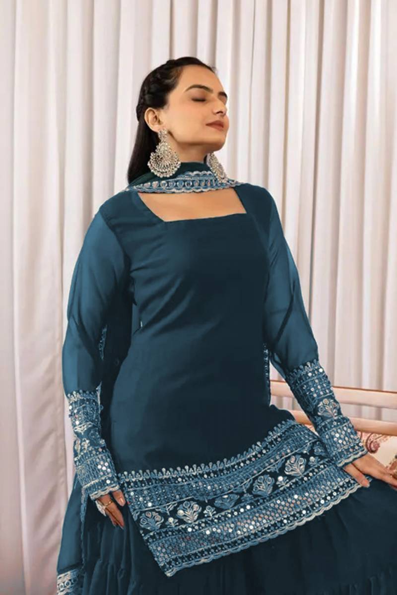 Yd 031 Beautiful Goergette Embroidered Salwar Suits Collection