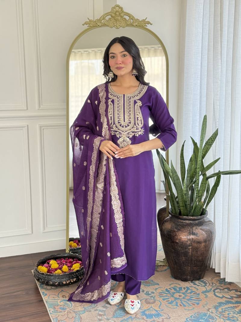 Dhruvi 305 Silk Fancy Neck Readymade Suit