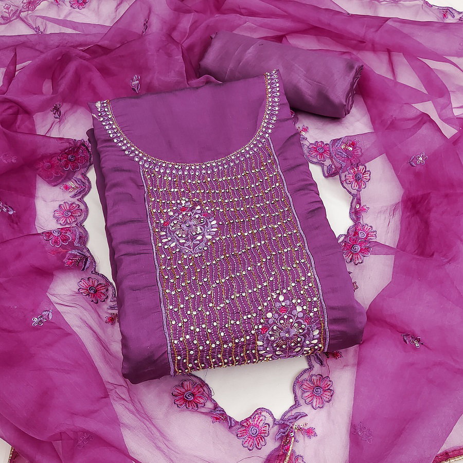 Kriti 11461 Party Wear Semi Stitched Embroidery Worked Roman Silk top with Bottom and Dupatta Suit