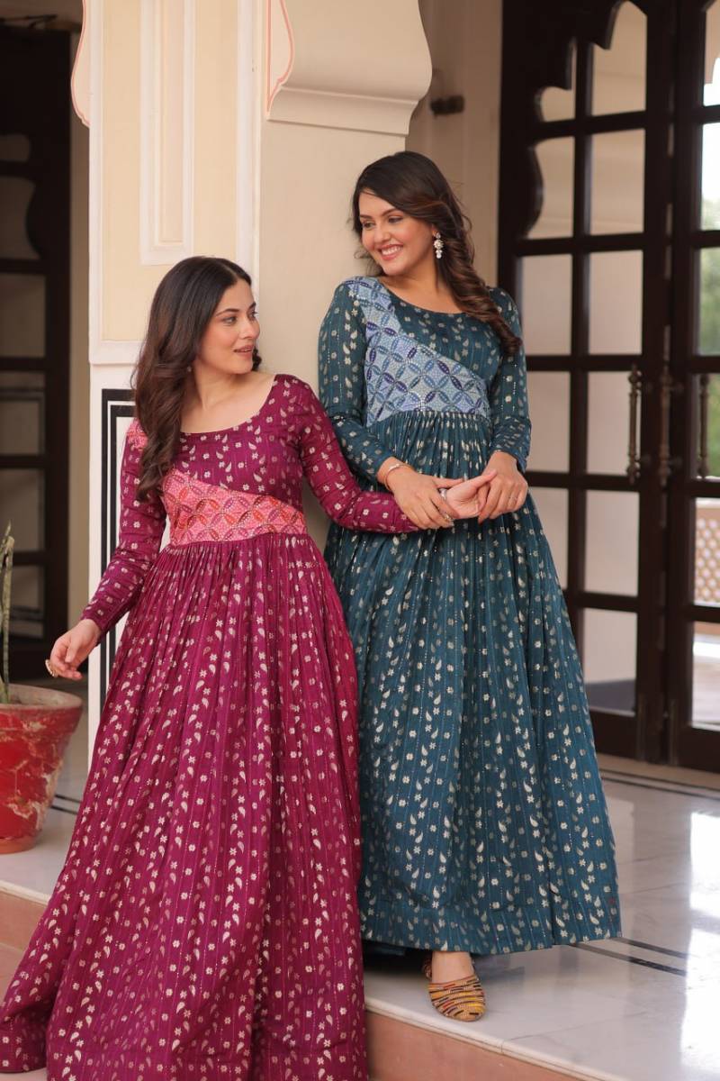 Luna Vol 60 Festive Wear Cotton Jacquard Worked Gown Collection