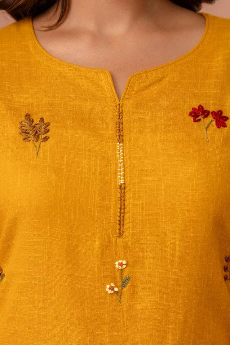 Naisha K 66 Cotton Slub Embroidered Kurti Bottom With Dupatta Collection