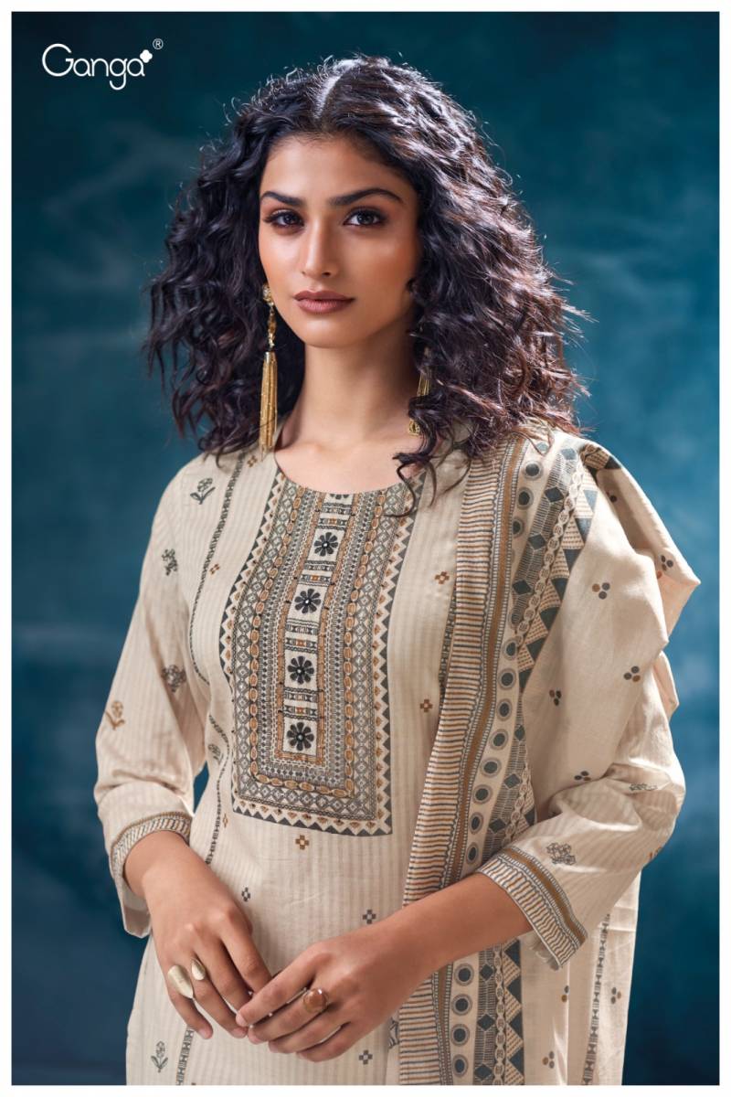 Ganga Purvaja Cotton Printed Embroidered Salwar Kameez