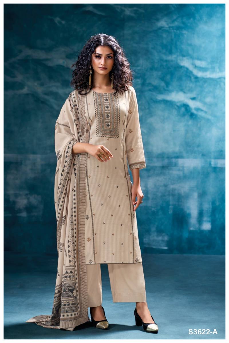 Ganga Purvaja Cotton Printed Embroidered Salwar Kameez