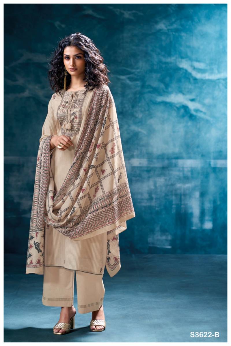Ganga Purvaja Cotton Printed Embroidered Salwar Kameez